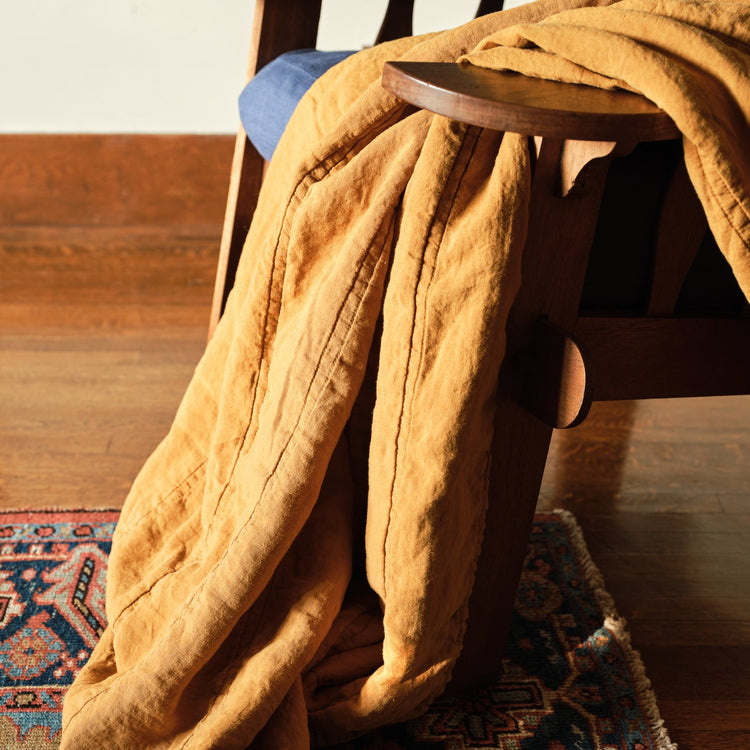 Horizon Hemp Quilt, Honey Yellow