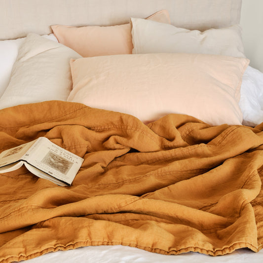 Horizon Hemp Quilt, Honey Yellow