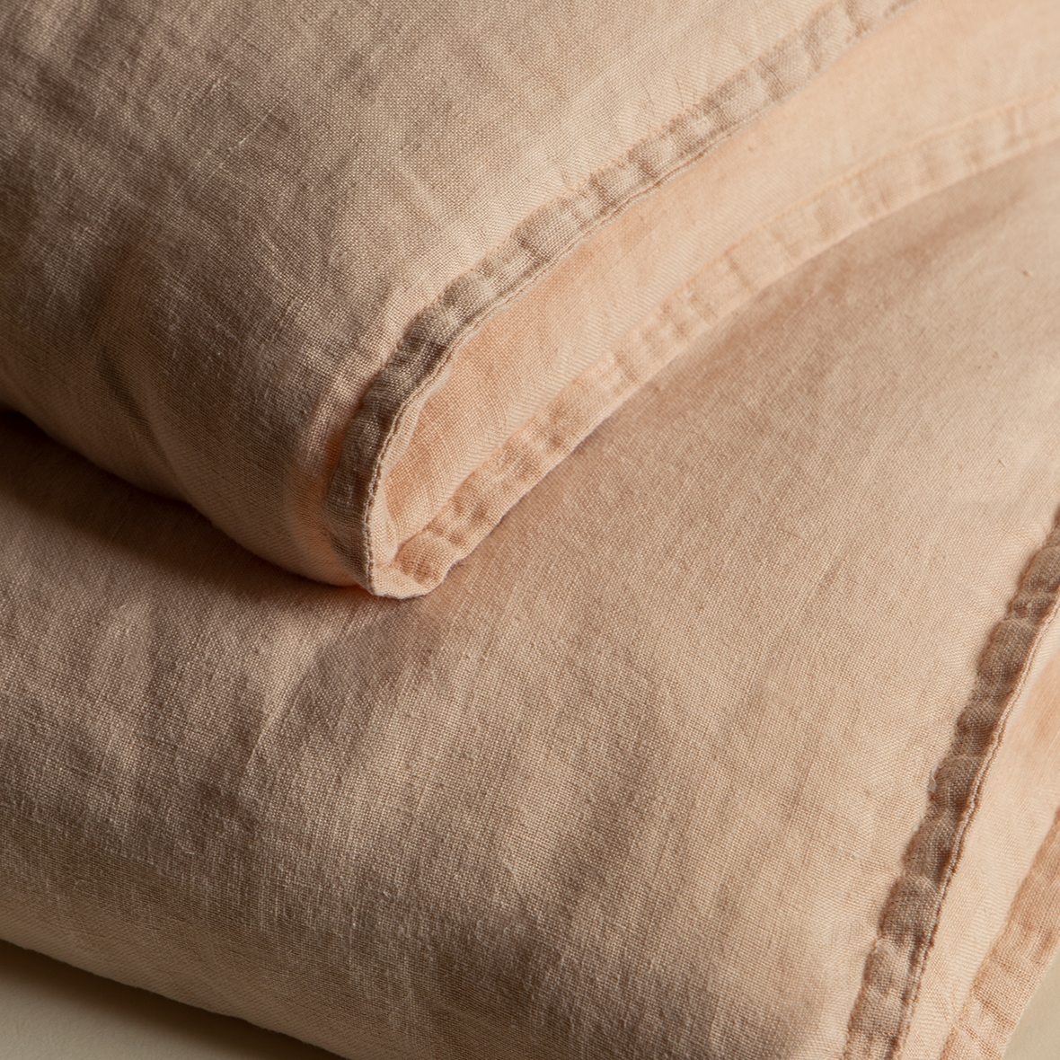 Hemp Duvet cover Detail, Pale Peach
