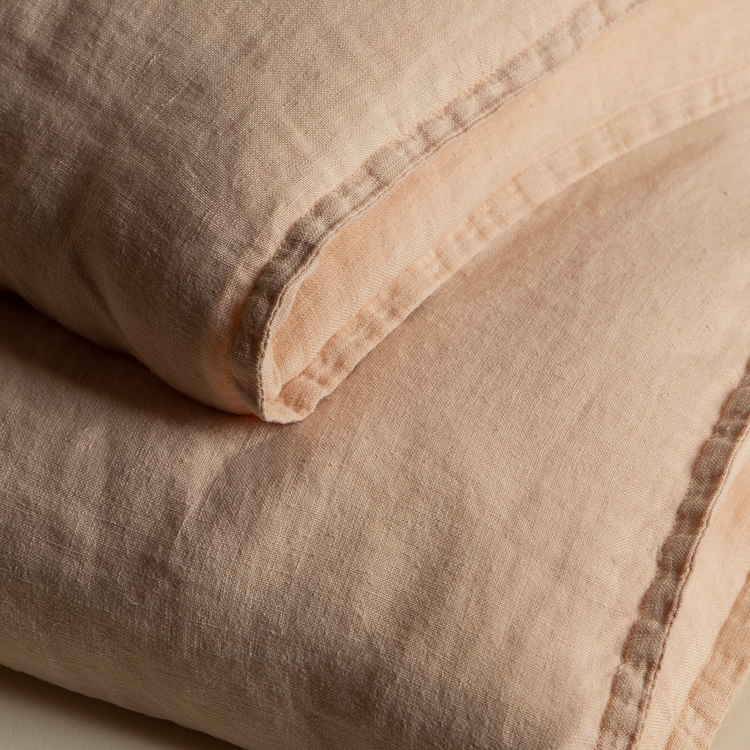 Hemp Duvet cover Detail, Pale Peach